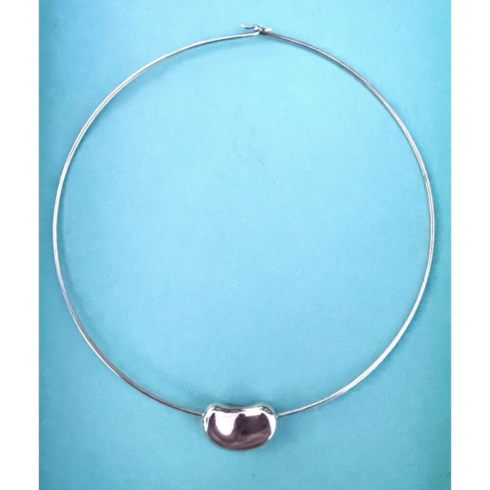 Vintage Tiffany & Co. Silver Elsa Peretti LARGE Bean Wire Hook Necklace Choker - Picture 5 of 7